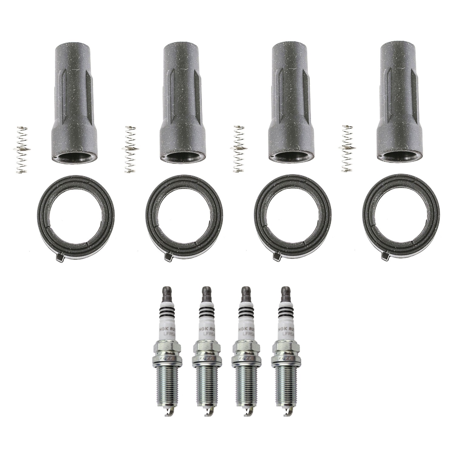 NGK 4 Ruthenium HX H. I. Spark Plugs  Denso Coil Boots Kit for Suzuki SX4 2L L4