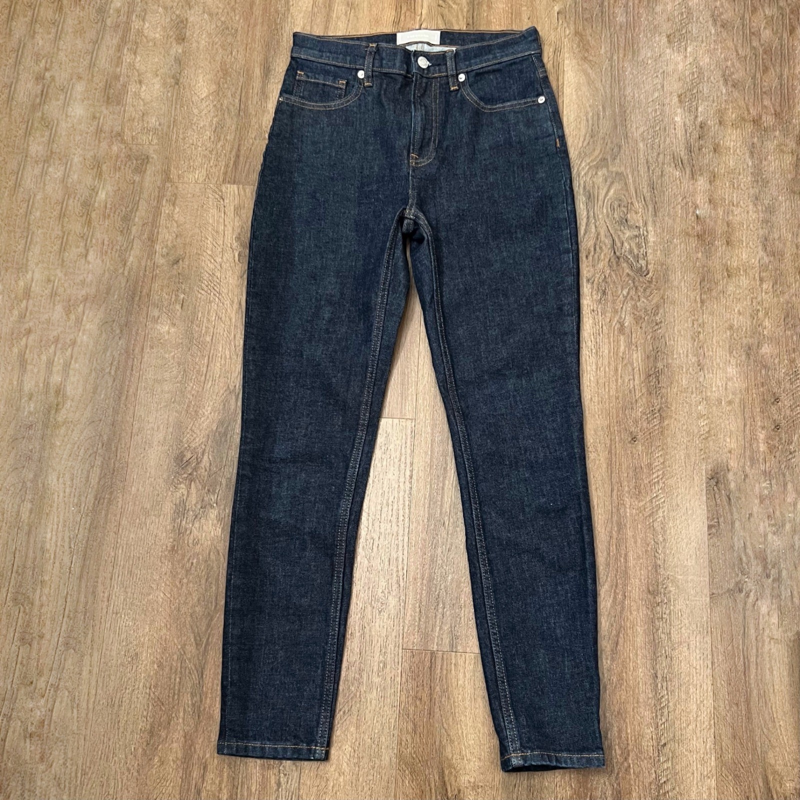 Everlane High-Rise Skinny Jeans Dark Indigo Blue Stretch Denim Size 27 Regular