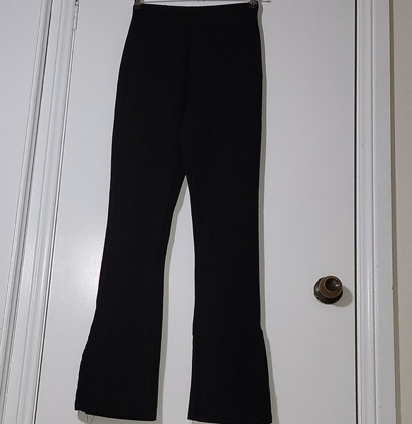 Glassons Black Ponte Flare Pants Hook & Eye Hem Slit AU 8 Office Siren