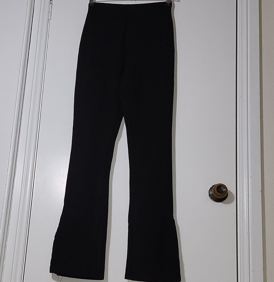 Glassons Black Ponte Flare Pants Hook & Eye Hem Slit AU 8 Office Siren
