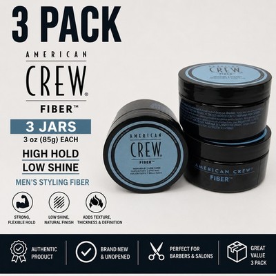 Pack of 3 American Crew Fiber 3oz 85g High Hold Low Shine Men s Hair Pomade