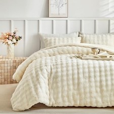 Fluffy Fleece Queen Size Comforter Set, Ultra Soft Queen 90" x 90" 02-pink