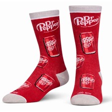Cool Socks - Dr Pepper Retro Cans Soda Pop Crew Socks, Large, Retro-can Red