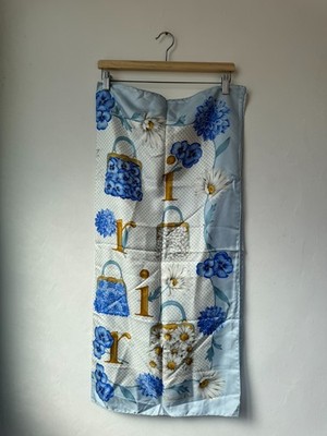 Christian Dior Unisex Quadratischer Schal Türkis Floral 100% Seide Gebraucht