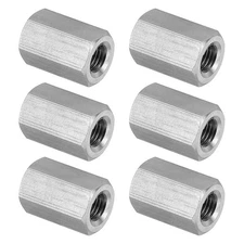 6Pcs M8 x 1-Pitch 20mm Length 304 Stainless Steel Hex Coupling Nut Connector