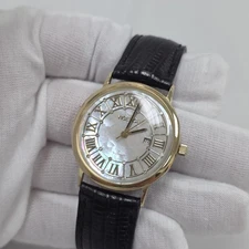 Vintage Vicence Italy Watch – 14K Gold Case Stainless Caseback Mother Of Pearl