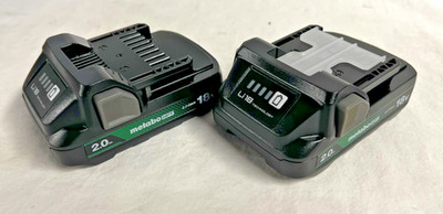 (2) METABO HPT BSL1820M 18 VOLT 2.0AH LITHIUM ION BATTERY WITH FUEL GAUGE 36Wh