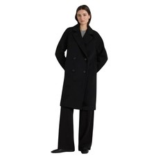 EUC Quince Women's M Black Wool Cashmere Double-Breasted Slouch Coat Retro $200