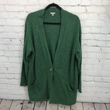 Catherines Top Womens Extra Large Green Long Sleeve Speckled Button Sweater