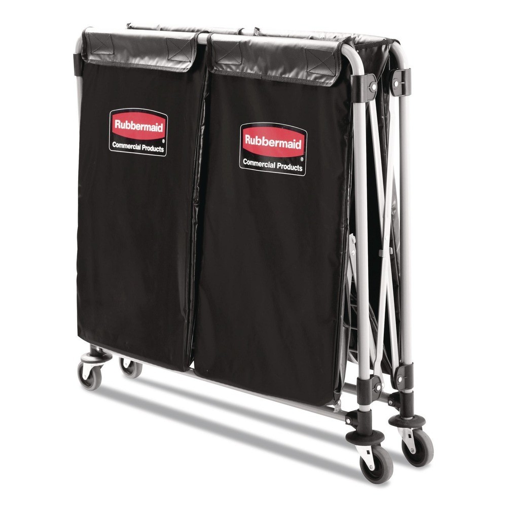 Rubbermaid Commercial 1881781 2-Compartment Collapsible Cart - Black/Silver New