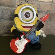 Minion Rock N Roll Stuart Guitar Playing Electronic Plush Toy 9'' Despicable Me