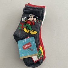 Kids Mickey Mouse Disney Christmas Socks 5 Pk Sock Size 5-6 1/2 Shoe 4-7 1/2