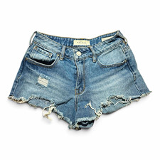 PacSun Bullhead Denim Co Women's Blue Light Wash High Rise Cut Off Shorts 24