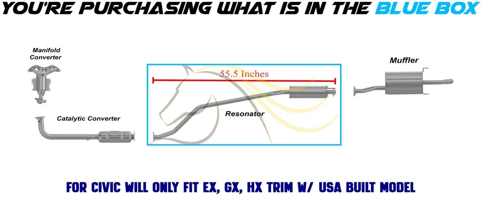 Tubo resonador ajuste directo se adapta a: Honda Civic 2001-2005 1,7 L Foto 3 de 4