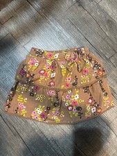 Genuine Kids from OshKosh Toddler Girl Skirt Size 3T Brown Floral Corduroy