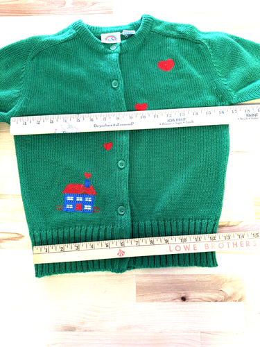 Girls The Eagle Eye Green Button Sweater House Heart Valentine Size XL 16 18 - Picture 9 of 11
