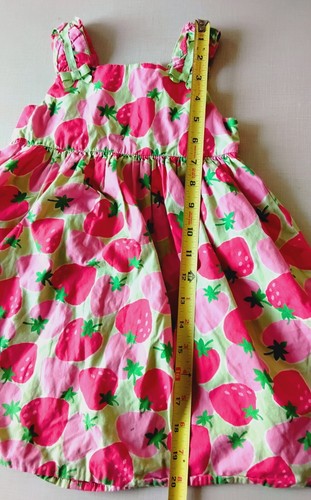 Gymboree Girls Summer Tank Dress 4T Strawberry Print Bow 100% Cotton Red Green - Picture 10 of 11