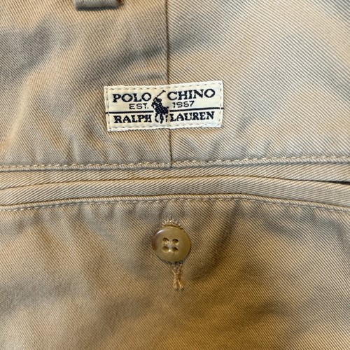Vintage Polo Ralph Lauren Hose Herren 38x30 Khaki Hellbraun Plissee Chinohose - Bild 16 von 17