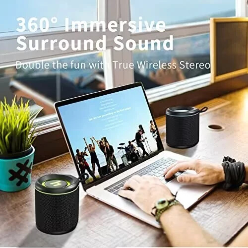 HEYSONG Portable Bluetooth Speakers with HD Sound, Small Waterproof Shower Speak - Picture 3 of 6