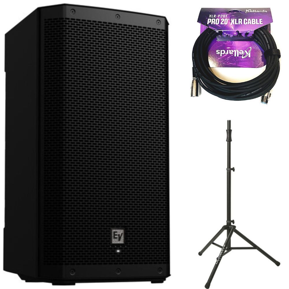 Акустическая система Electro-Voice черного цвета с кабелем Kellards XLR, комплект Ultimate Speaker Stnd