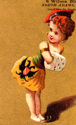 Ramsdell's 99 Cent Store NORTH ADAMS MA Russian Girl Victorian Trade Card