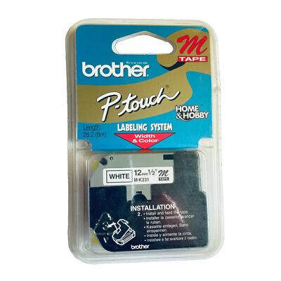 Vtg Brother P-Touch Tape White 1/2 in. Replacement M231 Labeling System 12mm  j