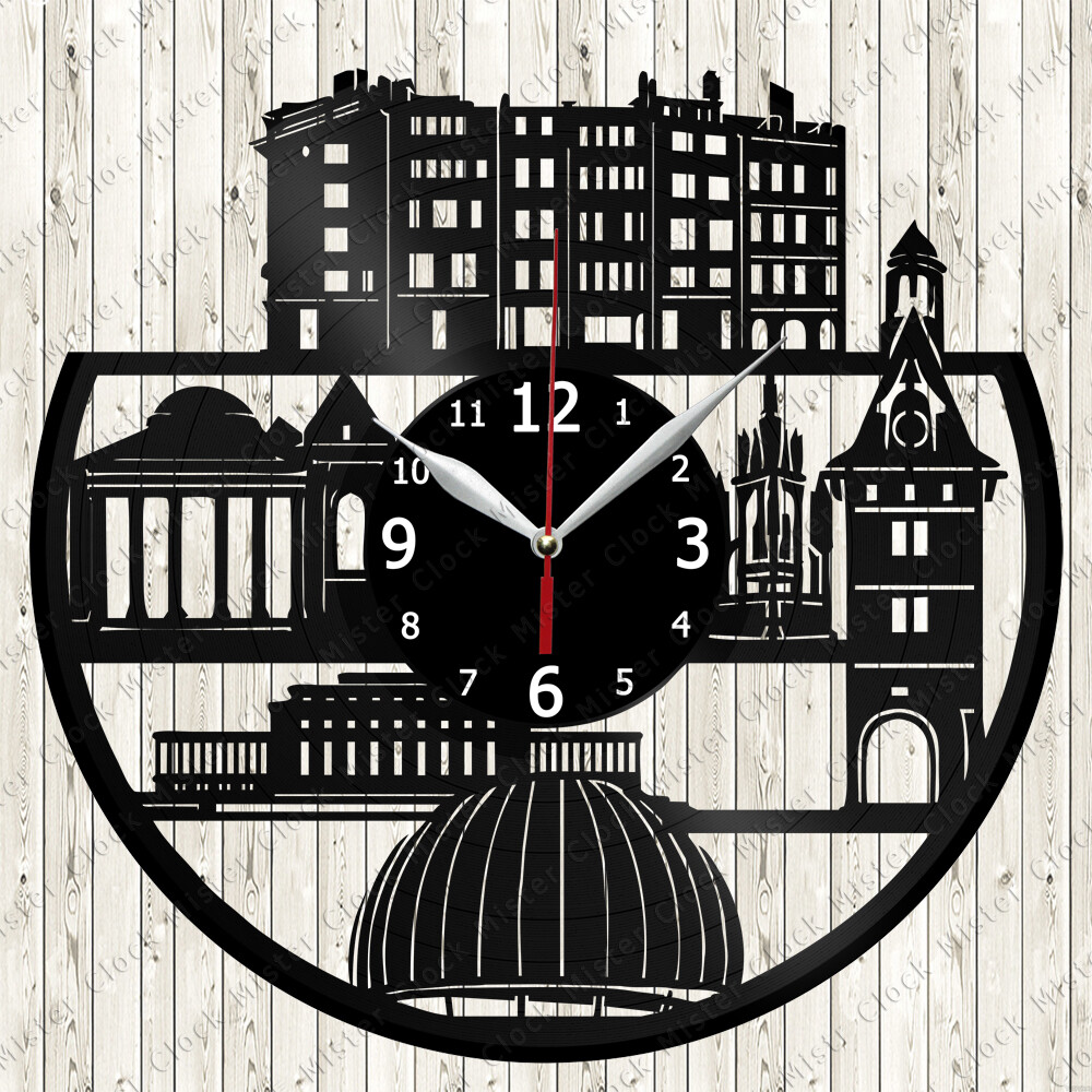 Geneva Skyline Vinyl Record Wall Clock Decor Handmade 7087