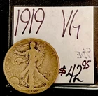 1919  Walking Liberty Silver Half Dollar  (VG) Very Good Condition . ENN Coins