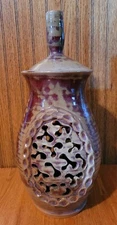 Large Luminary Art Pottery Ornate Candle Holder Signed John Saunders 98' NC HTF