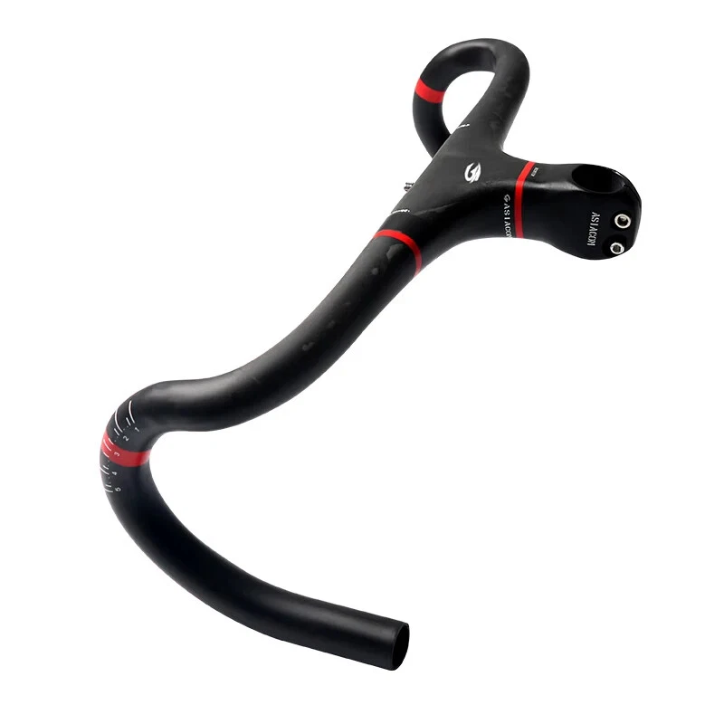 Manillar y potencia integrados de fibra de carbono completa para bicicleta de carretera 400-440*90-120 mm Foto 3 de 4