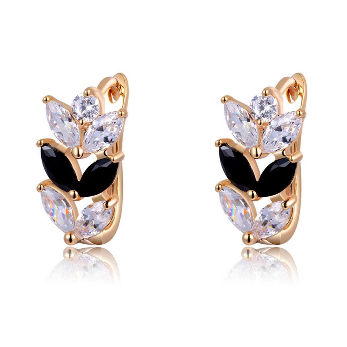 Orecchini Pendenti Moderni Placcati Oro 18k – Con Zirconia Cubica Trasparente – Cristallo - 4