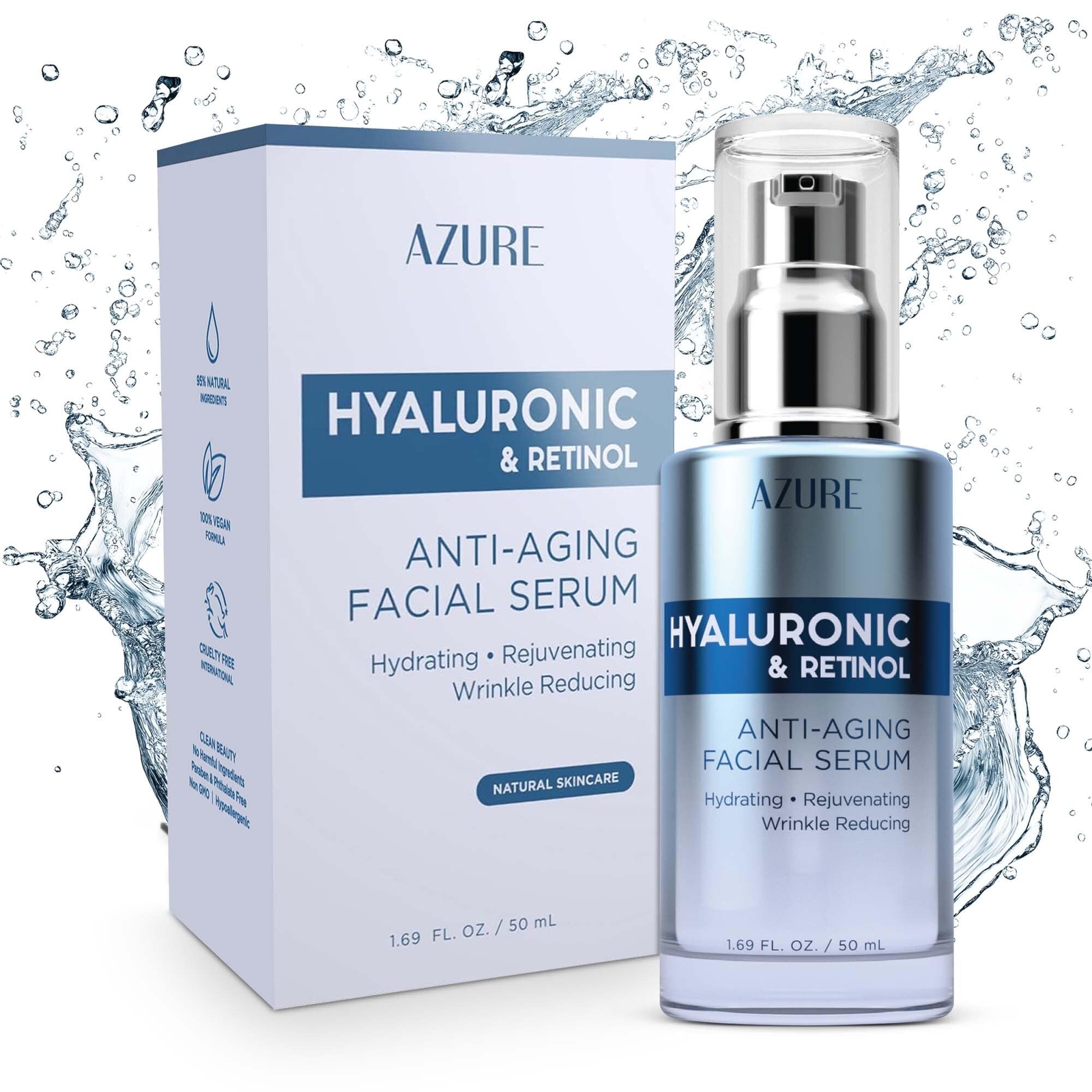 Dermatologist-Tested Hyaluronic Acid & Retinol Anti-Aging Face Serum by Azure Cosmetics