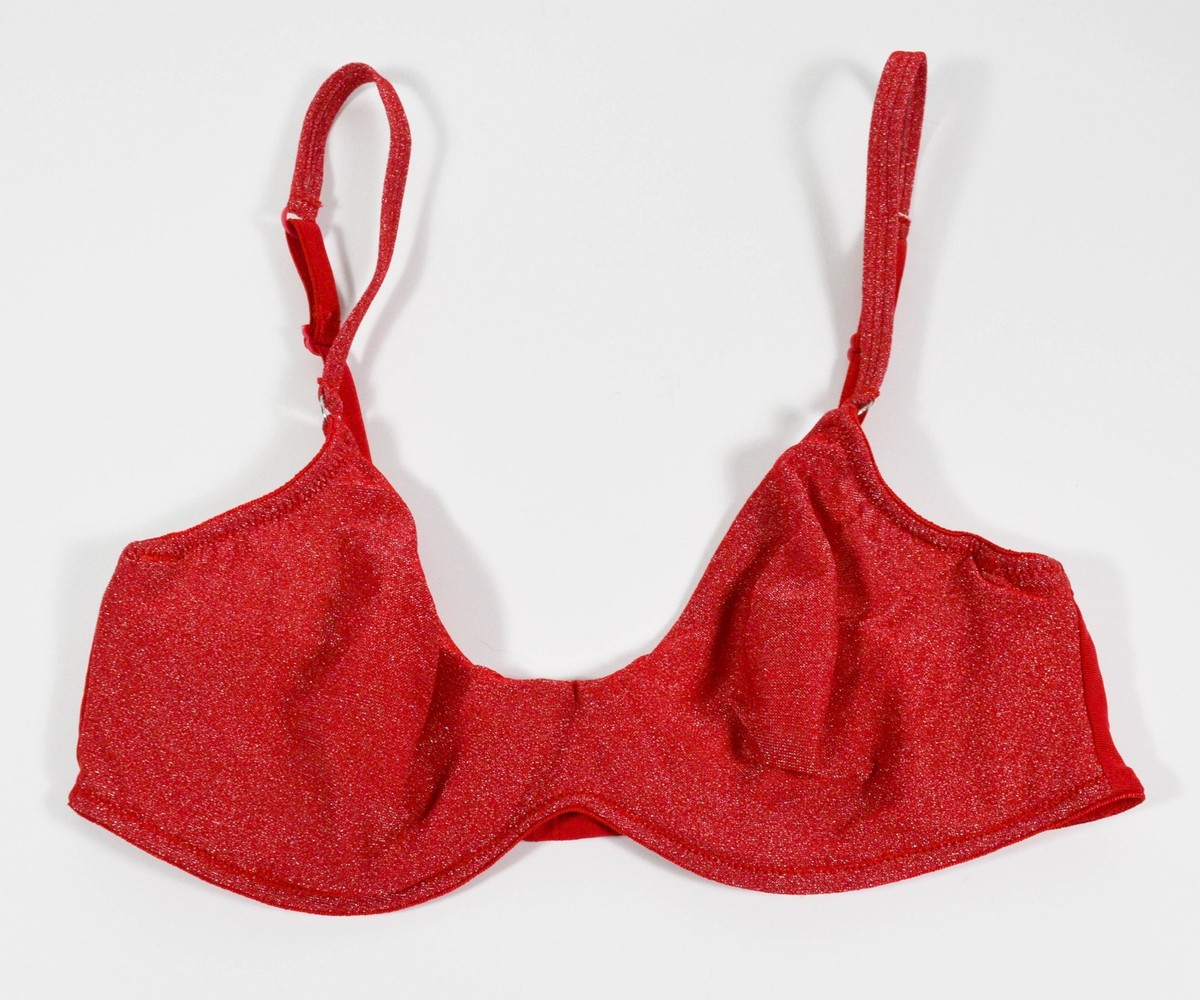 Vintage 80s 90s Warner's 02569 Shimmer Shine Red Soft Cup