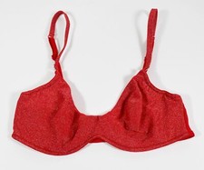 Vintage 80s 90s Warner's 02569 Shimmer Shine Red Soft Cup Underwire Bra Sz 34B