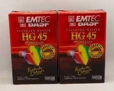 Lot de 2 cassettes K7 VHS-C vierges EMTECH HG45 neuves sous blister