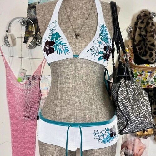 Womens Vintage Halter Strap Swimwear Adjustable Swimsuit Bikini Set Beach Wear - Picture 9 of 17