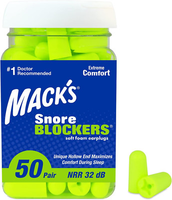 Mack S Snore Blockers Soft Foam Earplugs, 50 Pair   32 Db High NRR, 37 Db SNR...
