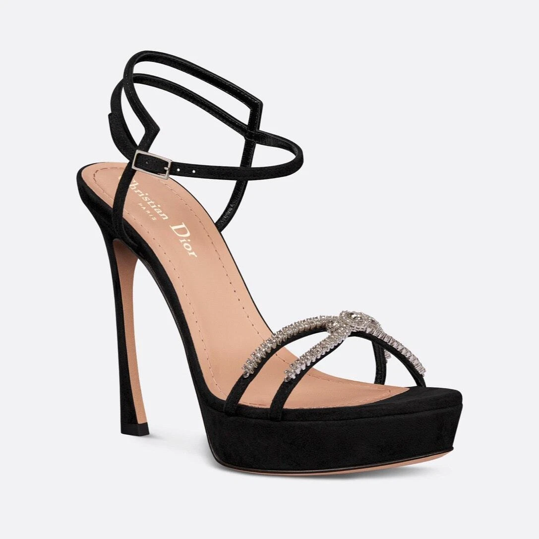 Sandale à talons Dior Sunset en daim noir taille 8,5