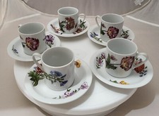 Set of 5 BIA Cordon Bleu Mini Expresso Cup Saucer Caroline Demitasse Butterfly