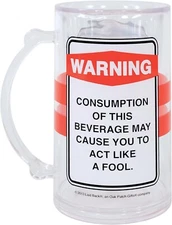 Funny Beer Mug Acrylic Tankard Gag Gift Stupid Juice Birthday Party Humor