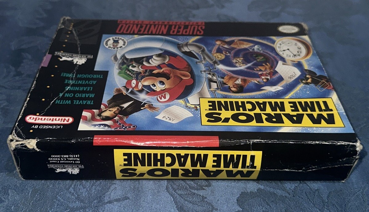 Mario's Time Machine Super NES Nintendo SNES Game Box + Mario's Time Machine Super NES Nintendo SNES Game Box +