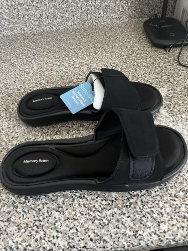 Sun & Sky Damen Memory Foam Klettverschluss schwarz Sandalen Größe: L - 9/10 - Bild 3 von 4