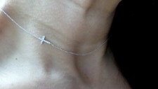 DIAMOND CROSS NECKLACE 14K WHITE GOLD 0.10CT NATURAL DIAMOND SI1 CLARITY G COLOR