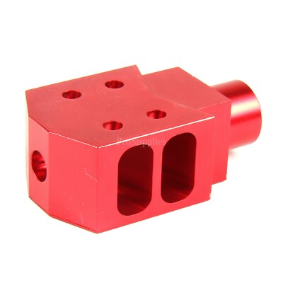 New Design! RED ALUMINUM 223 .223 Compact Tanker Style Muzzle Brake 1/2x28 Pitch