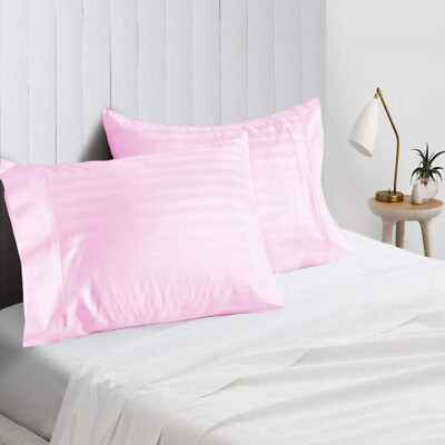 1000 TC EGYPTIAN COTTON 2 PCs PILLOW CASE SET STRIPE COLORS US SIZES