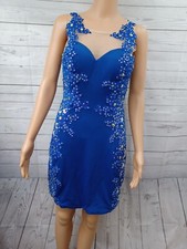 Prom Vienna beaded Lace dress Sz 6 Knee Length Sleeveless Back see-through 