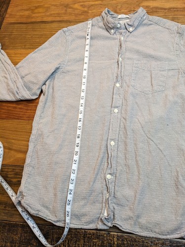 H&M L.O.G.G. Mens Gray Dotted Button Down Shirt Casual Some Wear - Picture 8 of 9