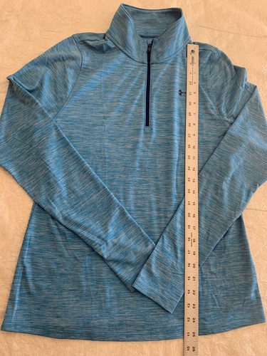 Under Armour Shirt Mens Large Semi Fitted Blue Long Sleeve Heat Gear School - Picture 5 of 11