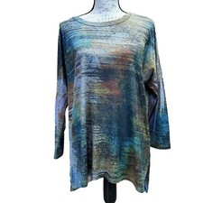 Jess & Jane USA Made 3/4 Sleeve Art To Wear Abstract Color Top Size Medium
