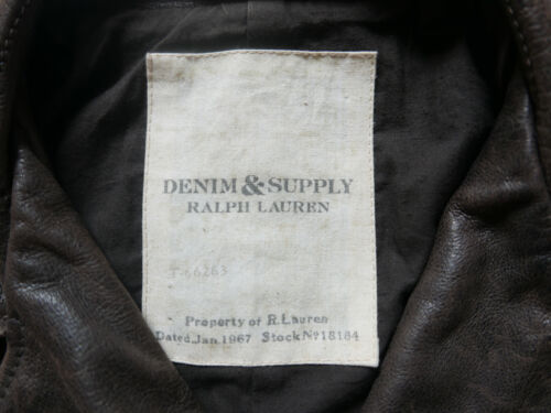 Ralph Lauren Denim & Supply Jacket Moto Biker Brown Leather RARE S - Picture 3 of 4